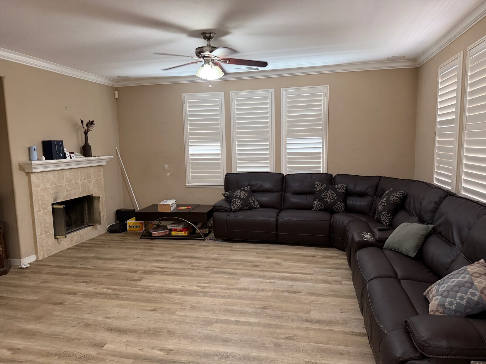 Living room with fireplace